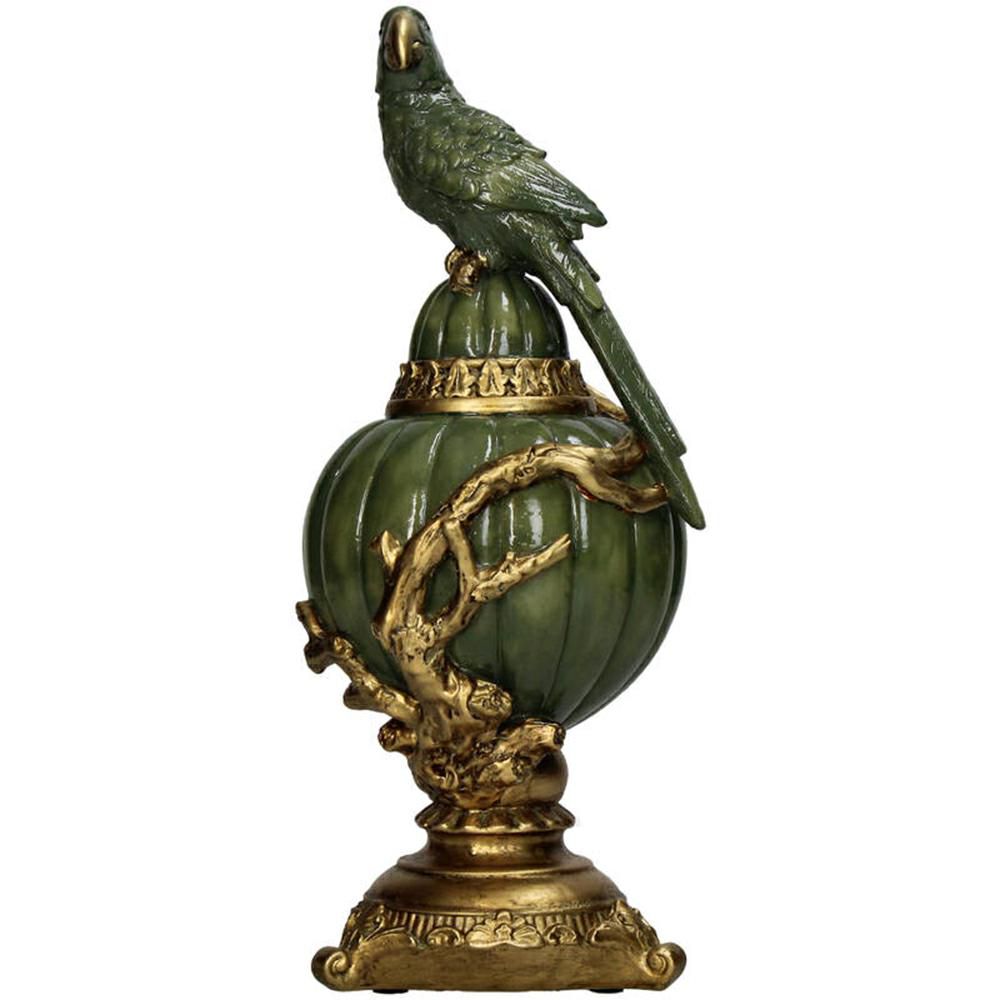 ORNAMENTO UCCELLO POLIRESINA 12X11,8 CM H.29 CM VERDE