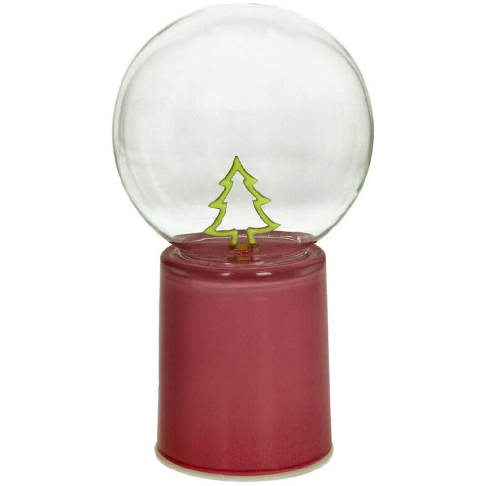 ORNAMENTO VETRO C/LED -TREE- D.10 CM H.17 CM ROSA