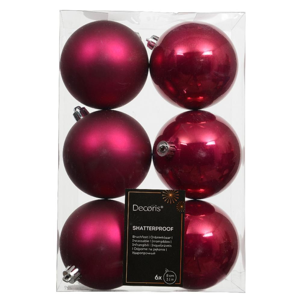 SET 6 SFERE MM.80 ASS. LUCIDO/SATINATO ROSSO ROSATO