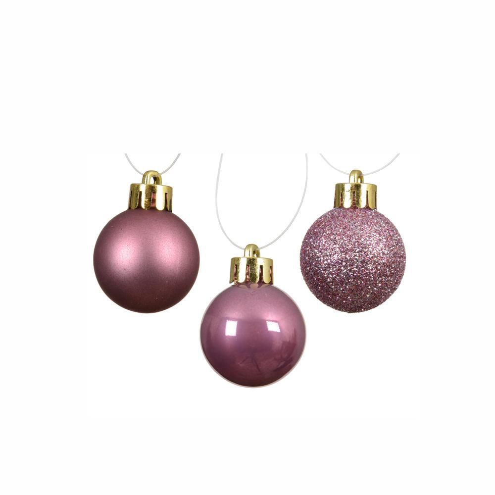 SET 14 SFERE POLY MM.30ASS.LUCIDO/SATINATO/GLITTERATO ROSA NTC
