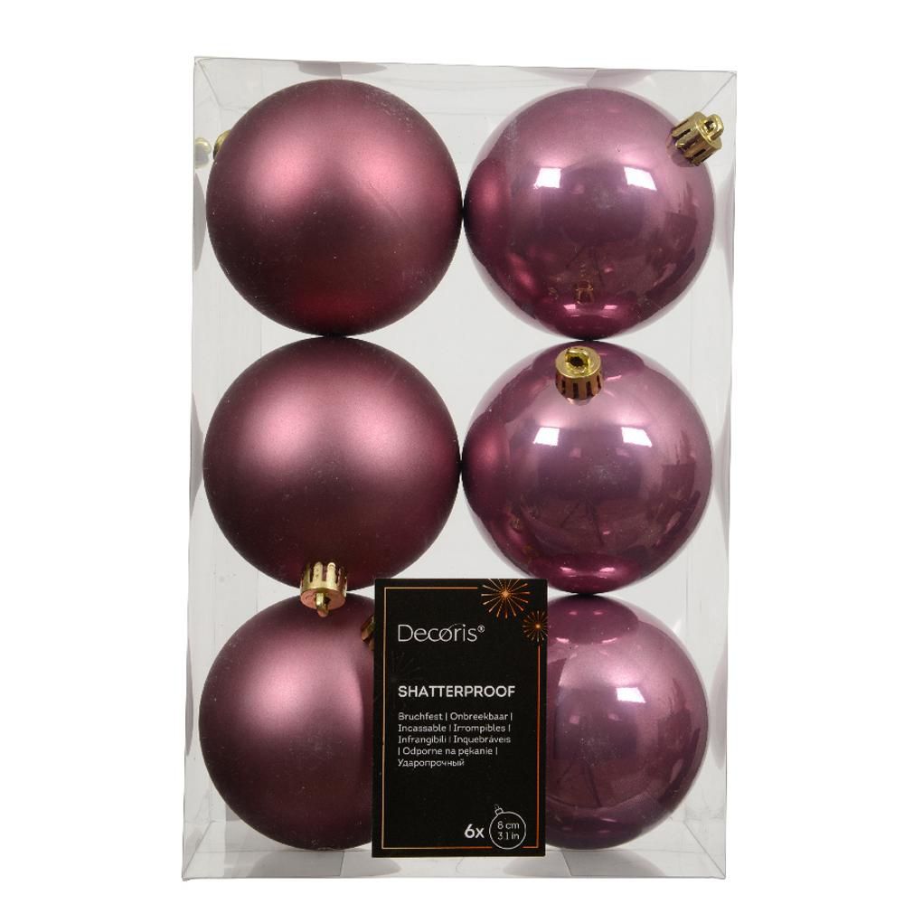 SET 6 SFERE POLY MM.80 ASS.LUCIDO/SATINATO ROSA ANTICO