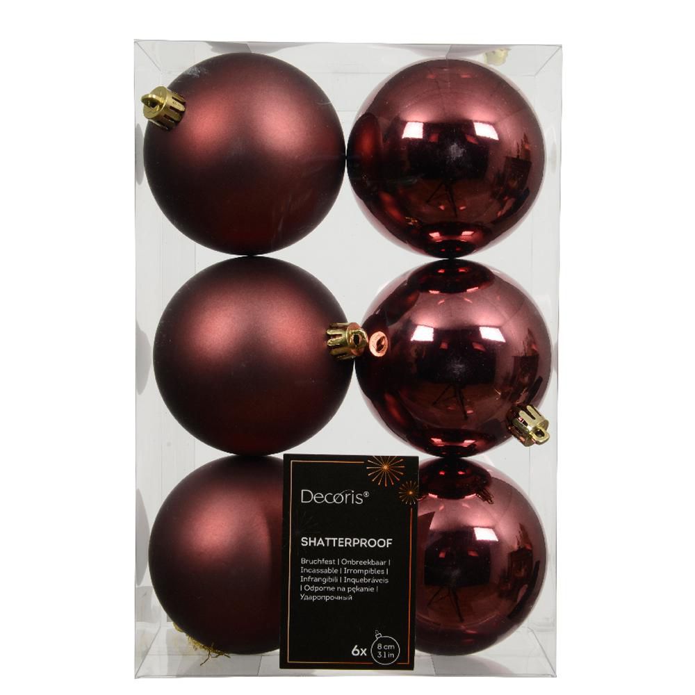 SET 6 SFERE MM.80 ASS. LUCIDO/SATINATO MARRONE