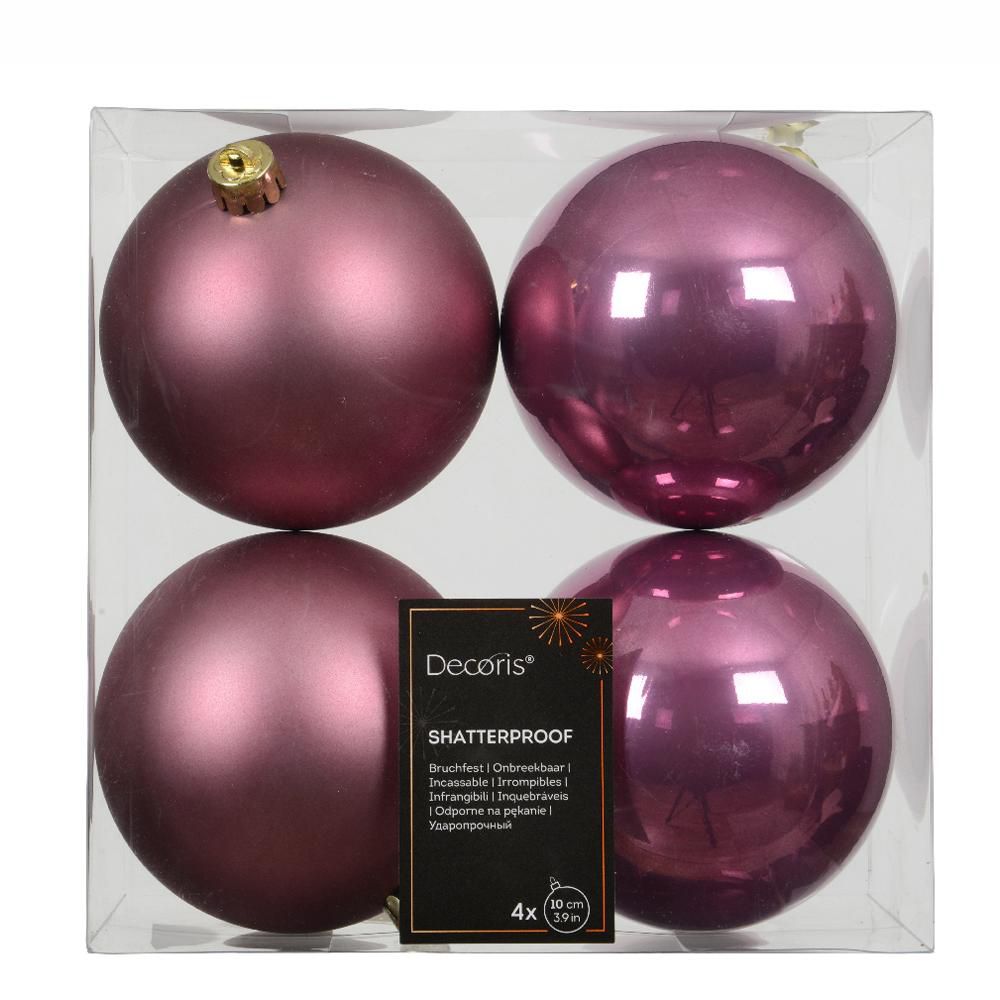 SET 4 SFERE POLY MM.100ASS. LUCIDO/SATINATO ROSA ANTICO