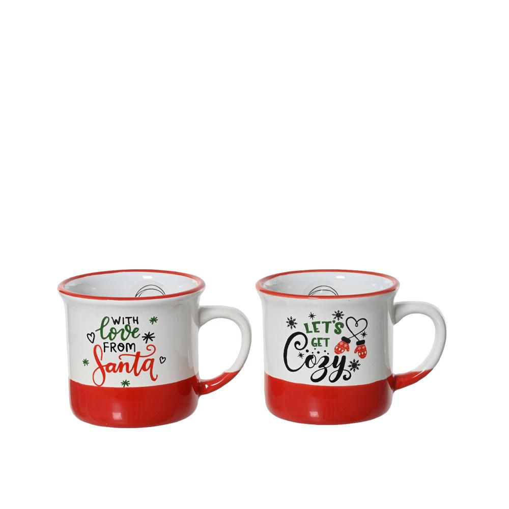 SET 2 TAZZE MUG PORCELLANA D.9,10 H.8,40 CM BIANCO/ROSSO