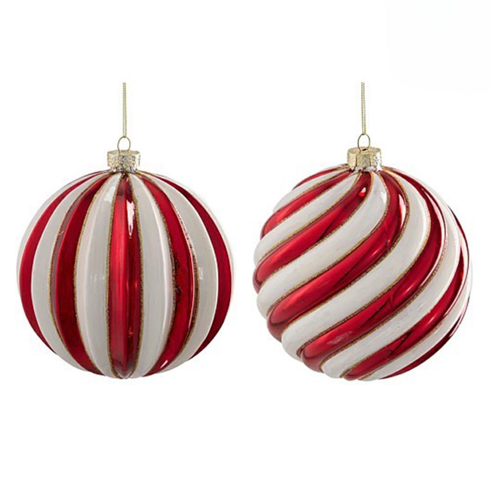 SET 2 SFERE POLY MM.150D/APPENDERE -RIGHE- ROSSO/BIANCO