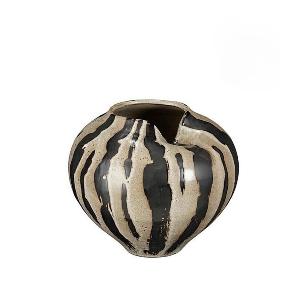 VASO CERAMICA D.23 CM H.19,5 CM -NANDA- AVORIO/MARRONE