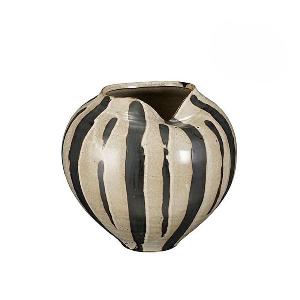 VASO CERAMICA D.26,5 CMH.23,5 CM -NANDA- AVORIO/MARRONE