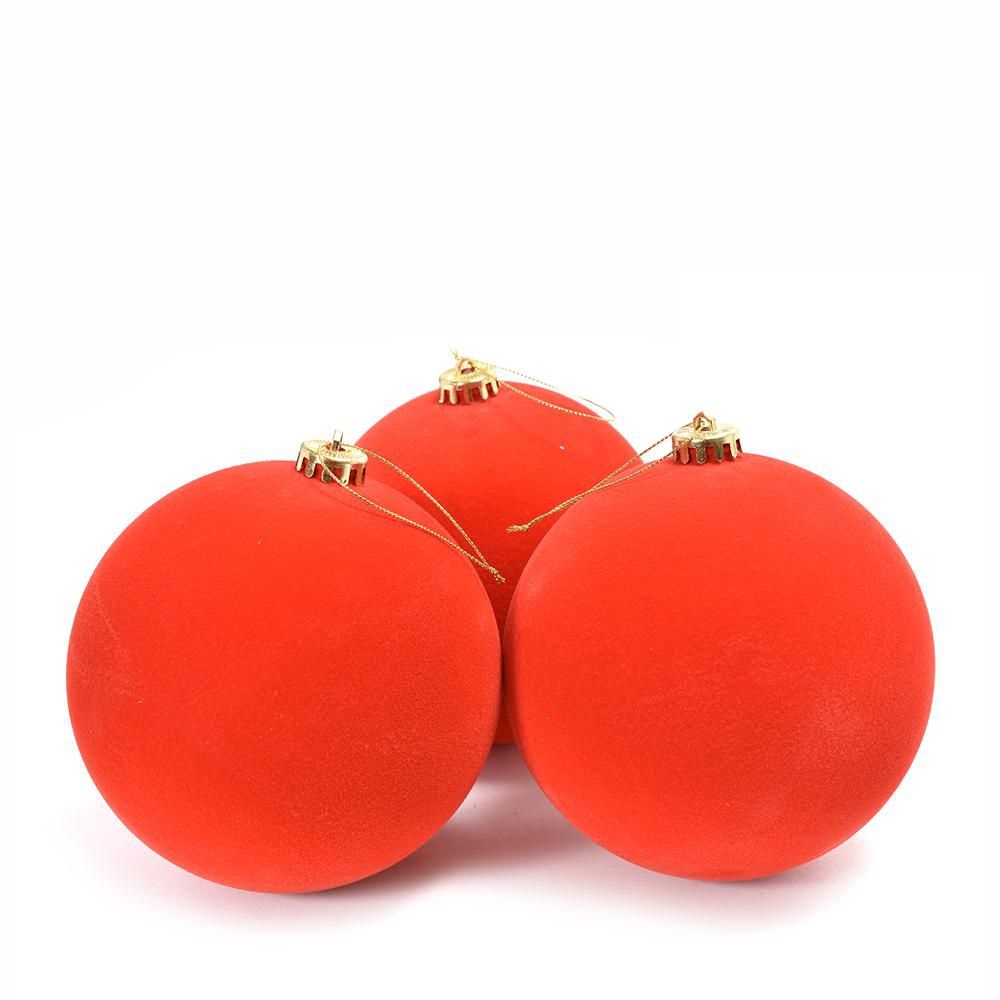 SET 3 SFERE VELLUTO MM.150 ROSSO