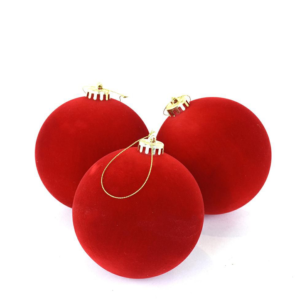 SET 3 SFERE VELLUTO MM.120 ROSSO
