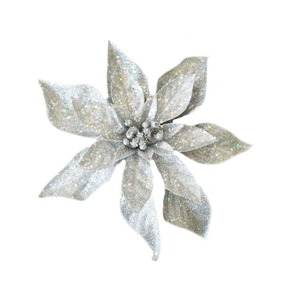 FIORE POINSETTIA CLIP ARGENTO