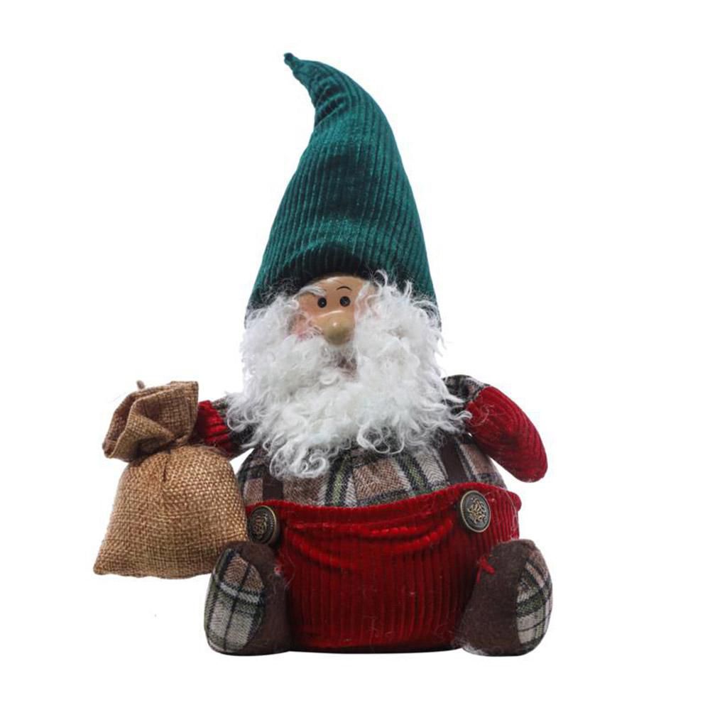 GNOMO SEDUTO 17X12X31 CM ROSSO/VERDE