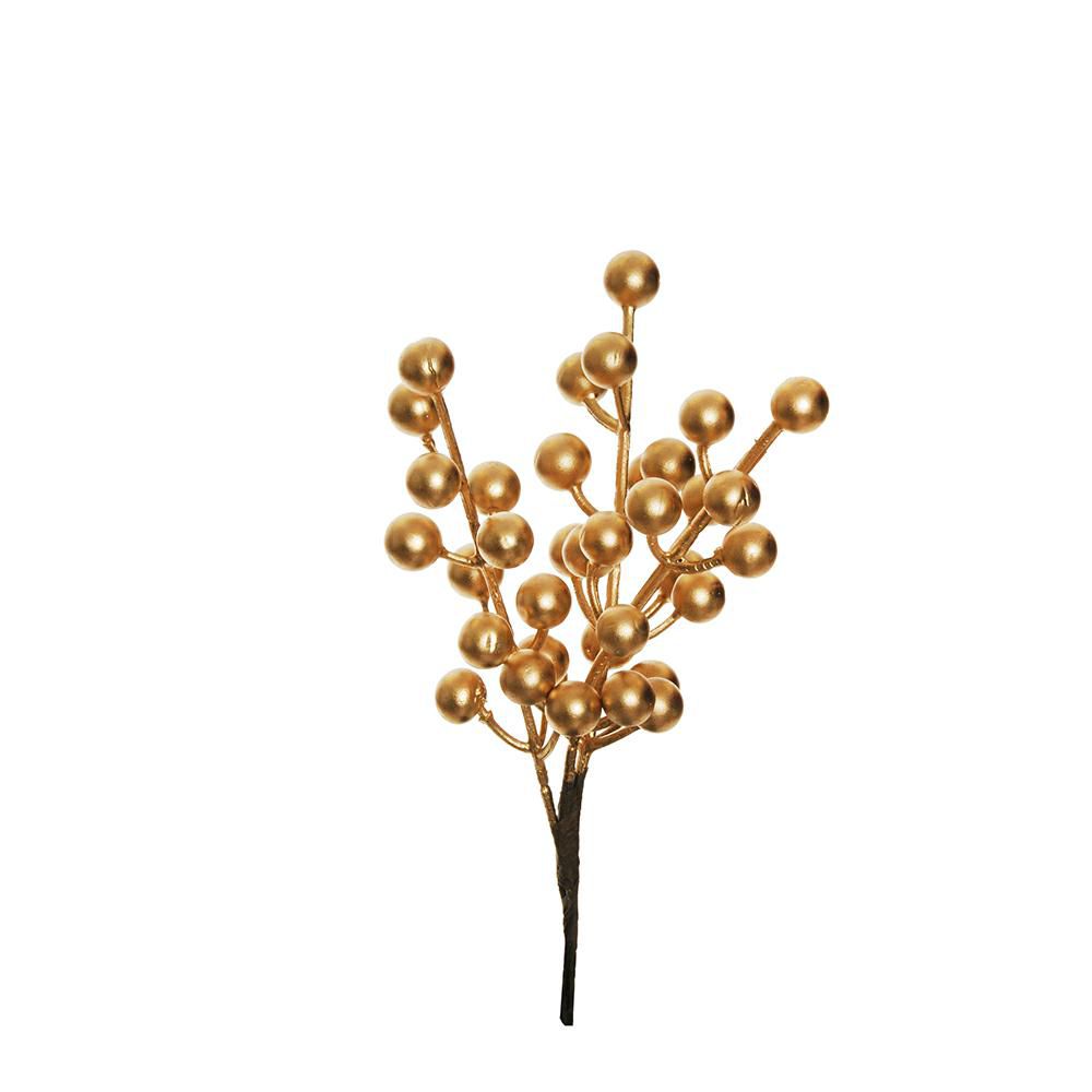 SET 6 BACCHE ILEX 3X 12F H.20 CM ORO SET 6 BACCHE ILEX 3X 12F H.20 CM ORO