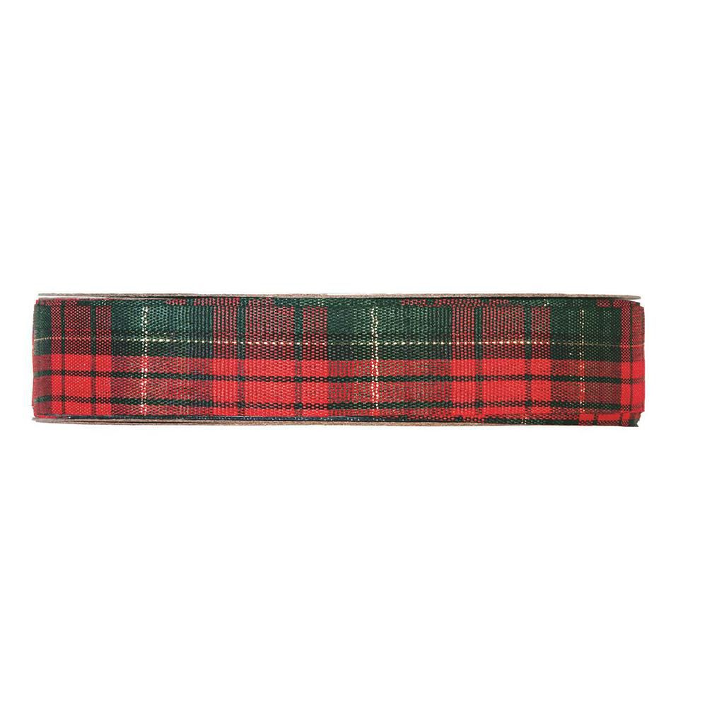 NASTRO TARTAN 25MM 45MTROSSO/VERDE/ORO