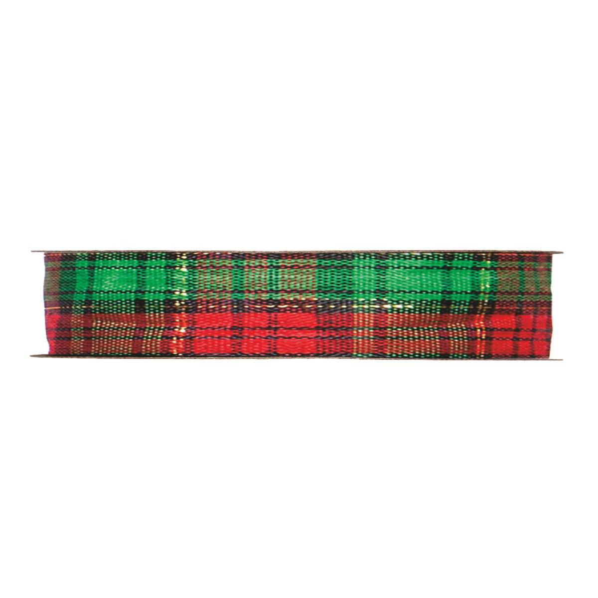 NASTRO TARTAN 25MM 45MTVERDE/ROSSO