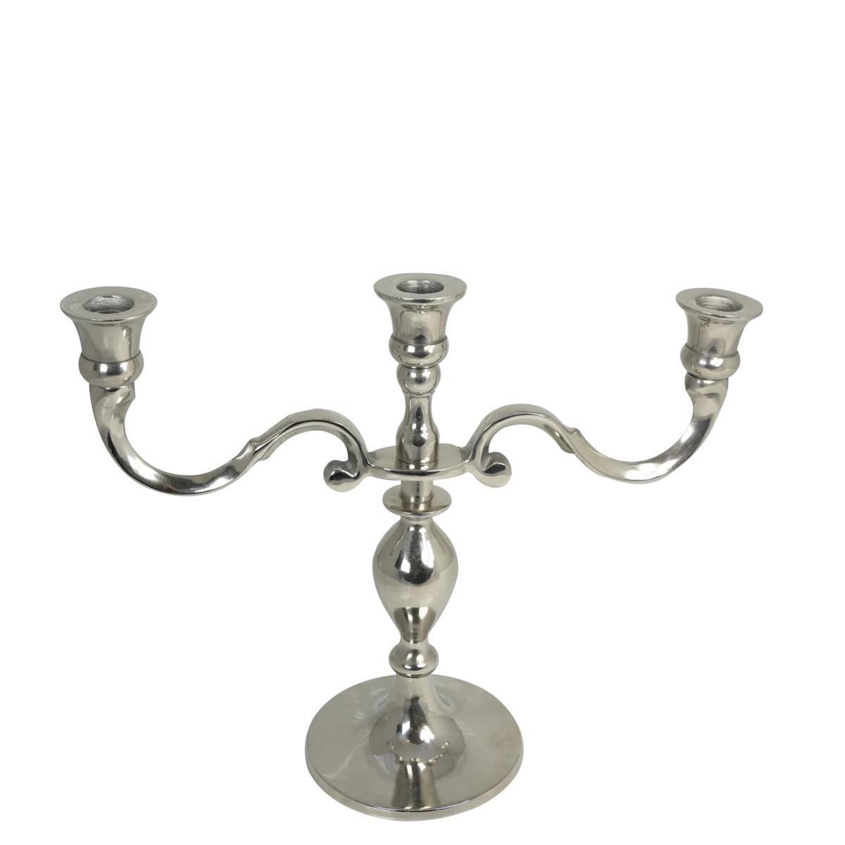 CANDELABRO ALLUMINIO 3 FUOCHI 11X24 CM H.31 CM MIRA ARGENTO LUC