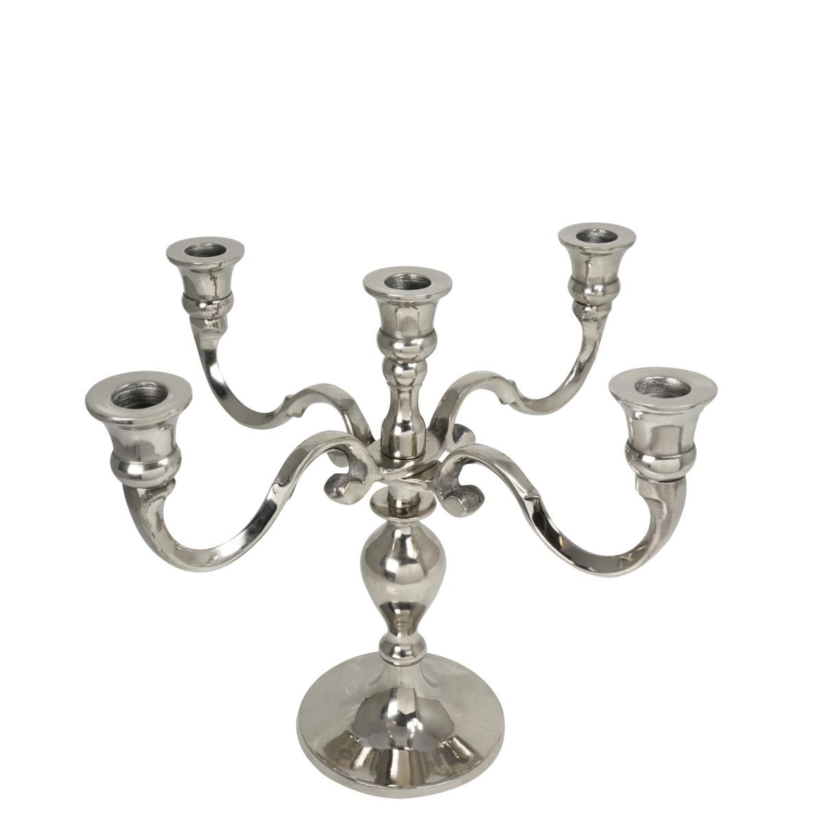 CANDELABRO ALLUMINIO 5 FUOCHI 11X24 CM H.31 CM MIRA ARGENTO LUC