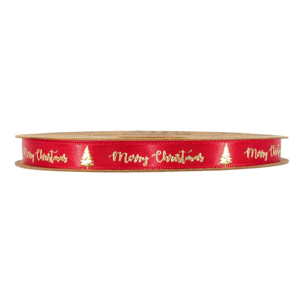 NASTRO POLIESTERE -MERRY CHRISTMAS- 10MM 20MT ROSSO/BIANCO