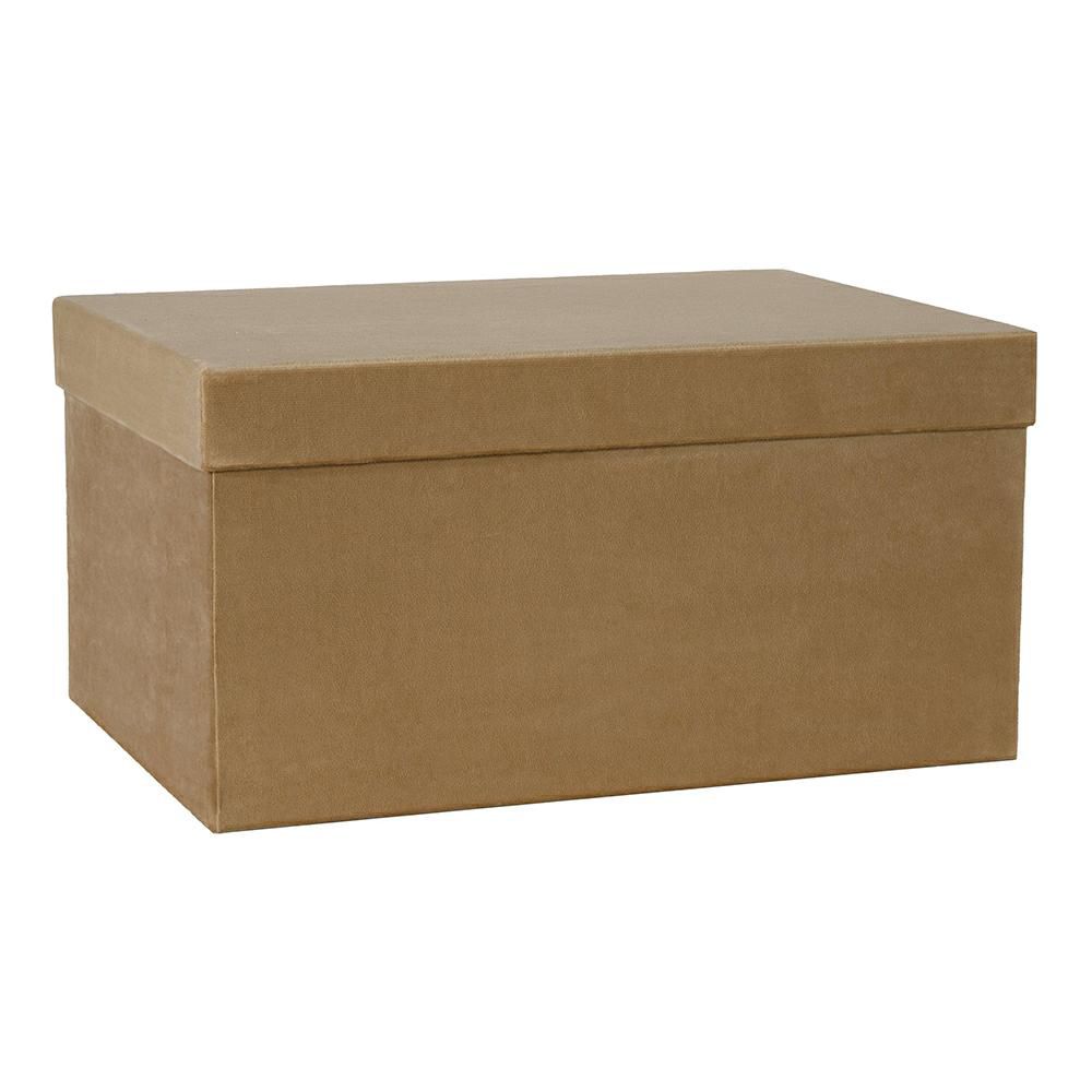 SET 3 SCATOLE VELLUTO 47-43-40,5X33-31-28 H.23,5-22-20 CM BEIGE