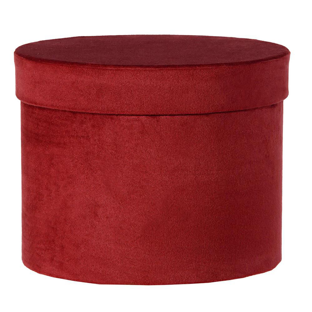 SET 3 SCATOLE VELLUTO D.18,3-16-13,7 CM H.14,5-13-11 CM ROSSO