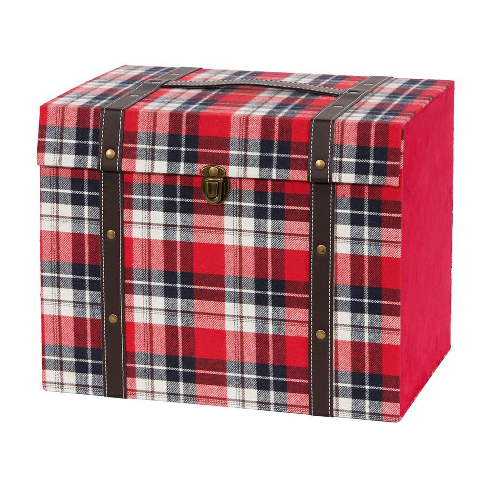 BAULETTO VELLUTO TARTAN31X22 CM H.25 CM ROSSO