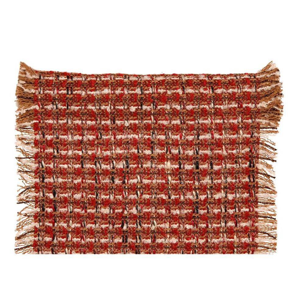 RUNNER EFFETTO LANA C/LUREX -LEBANON- CM 30X2 MT ROSSO/BIANCO