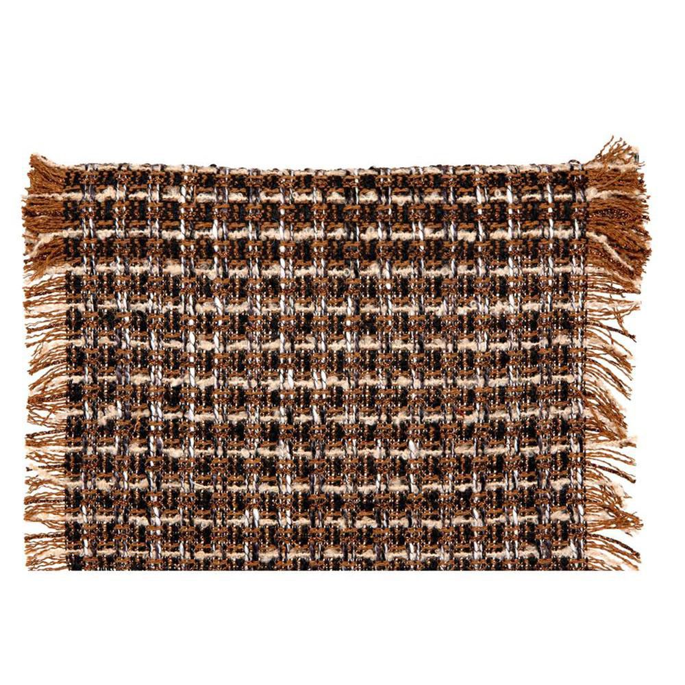 RUNNER EFFETTO LANA C/LUREX -LEBANON- CM 30X2 MT NERO/BIANCO