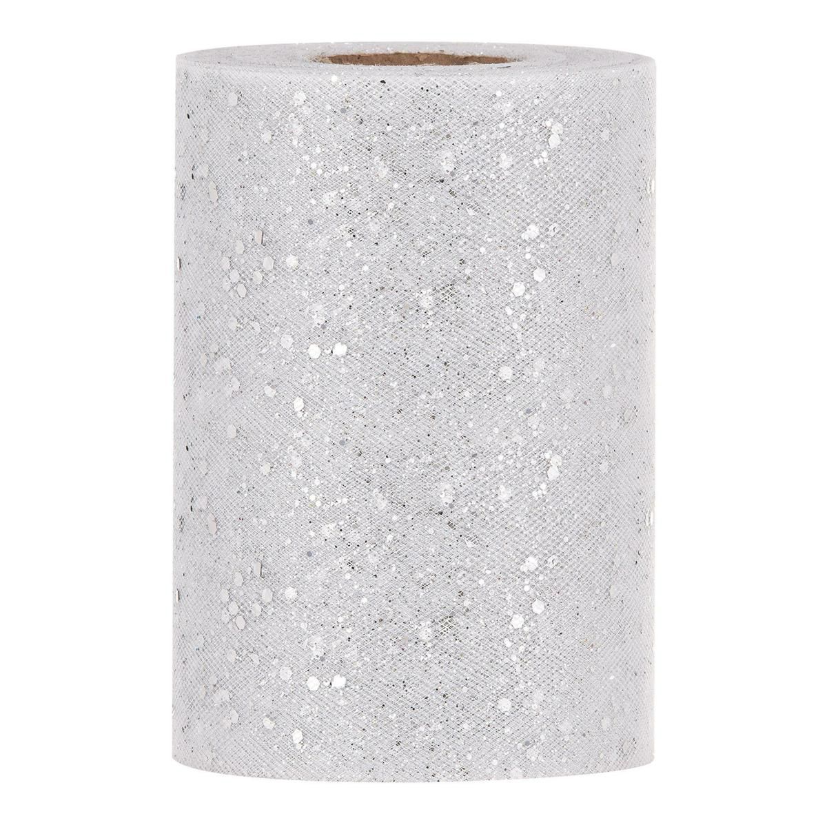 TULLE BRILLANTE 14 CM 20 MT C/GLITTER ARGENTO PV