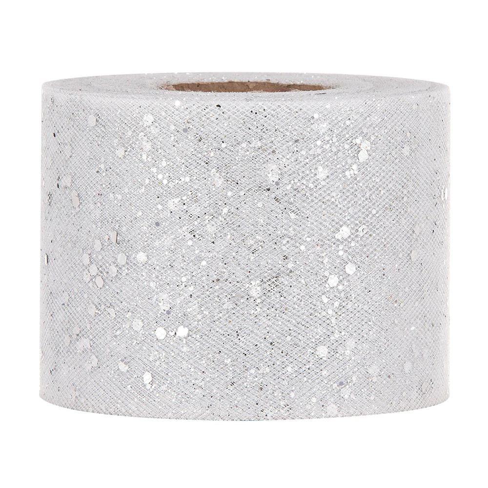 TULLE BRILLANTE H.7 CM 50 MT C/GLITTER SILVER PV