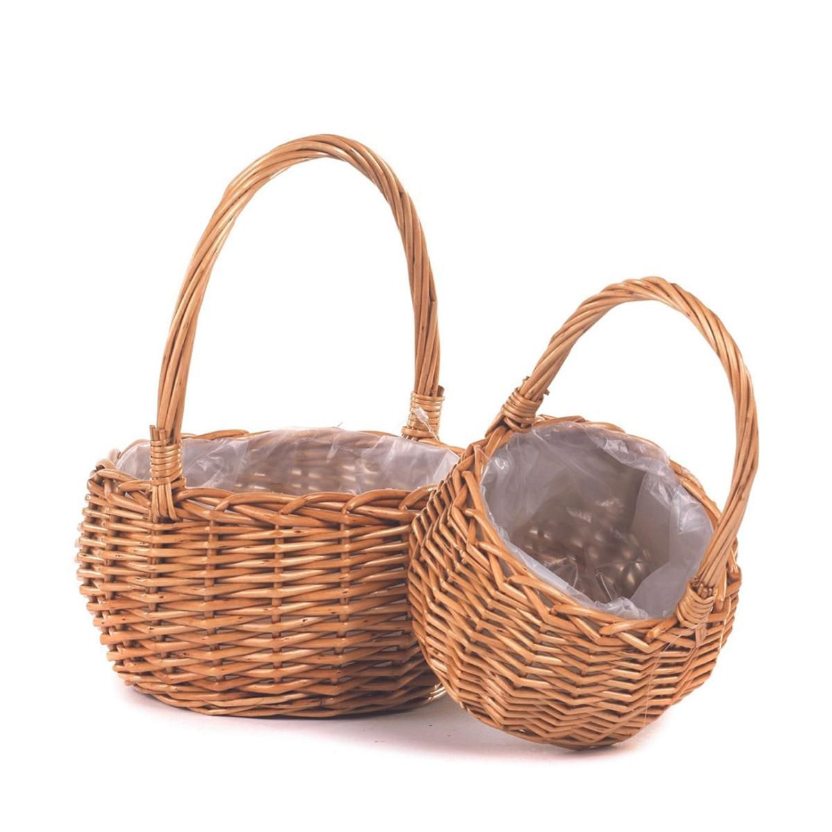 SET 2 CESTE VIMINI C/MANICO D.17-12 H.10-9 CM MARRONE CHIARO