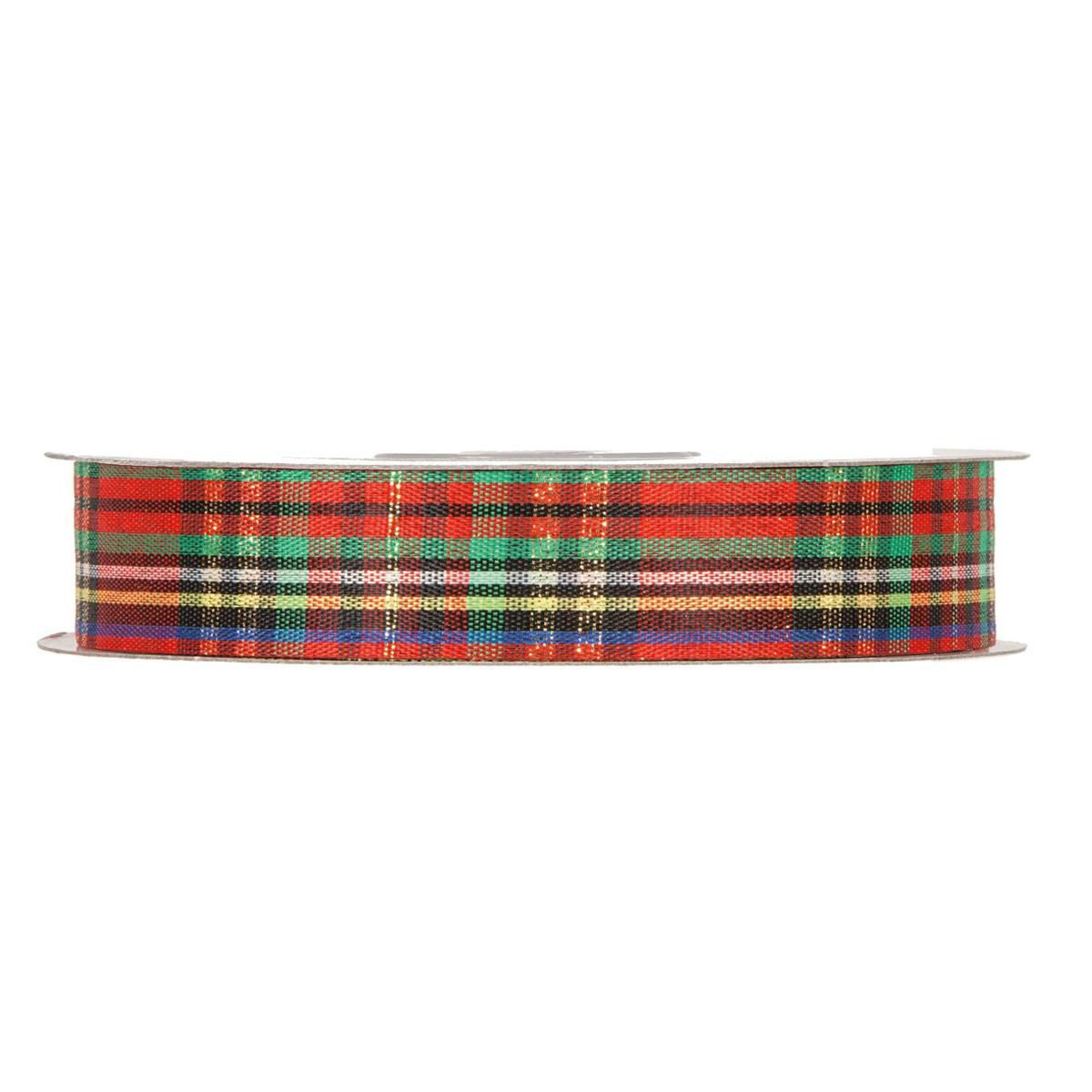 NASTRO TARTAN 25MM 45MTVERDE/ROSSO/ORO