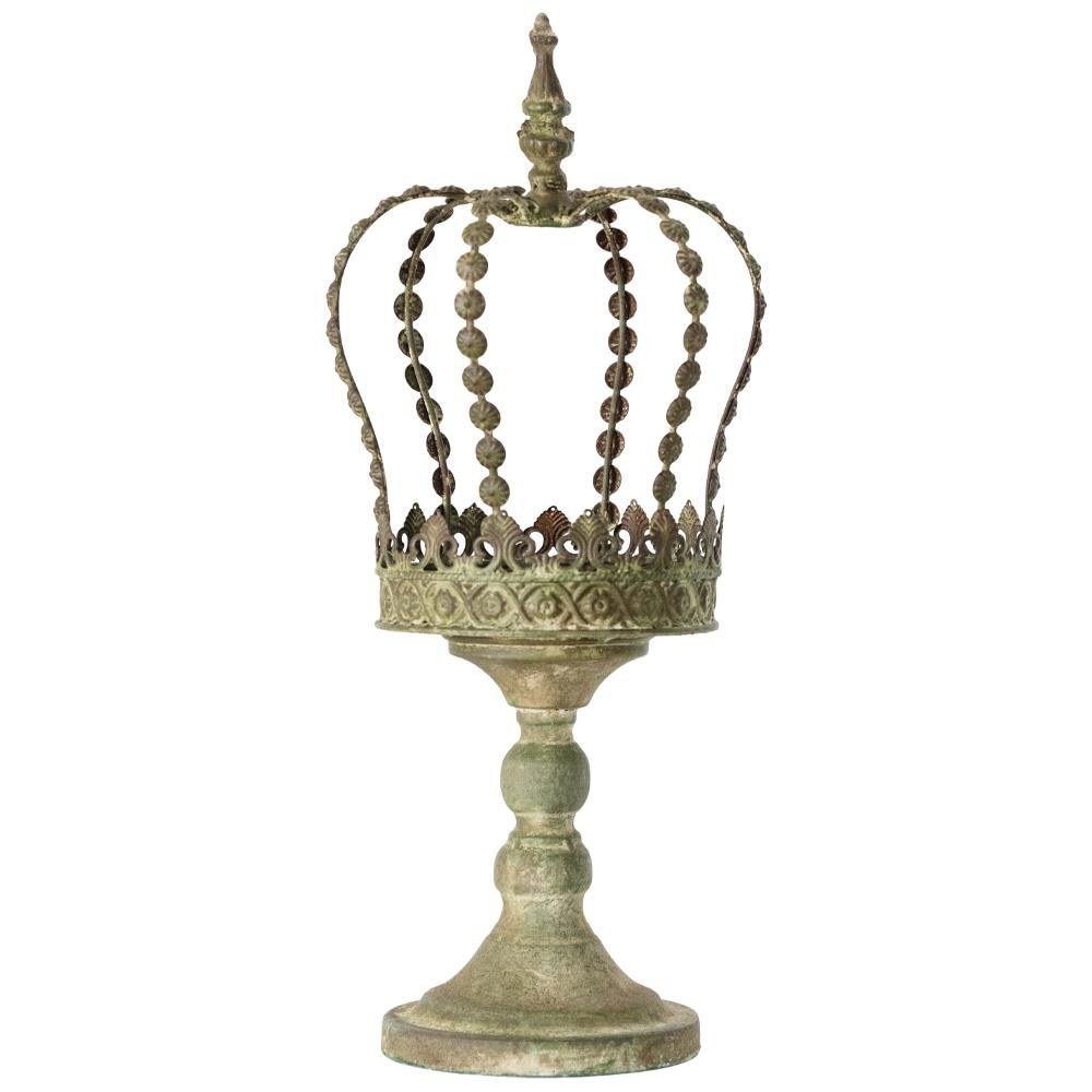 ALZATA METALLO C/CORONAD.23 CM H.51 CM PATINA VERDE