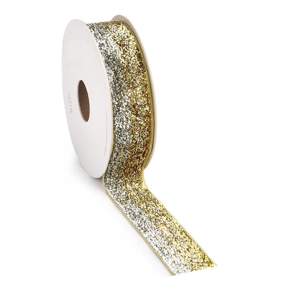 NASTRO TESSUTO 25MM 5MT-GRADINTE- ORO/ARGENTO