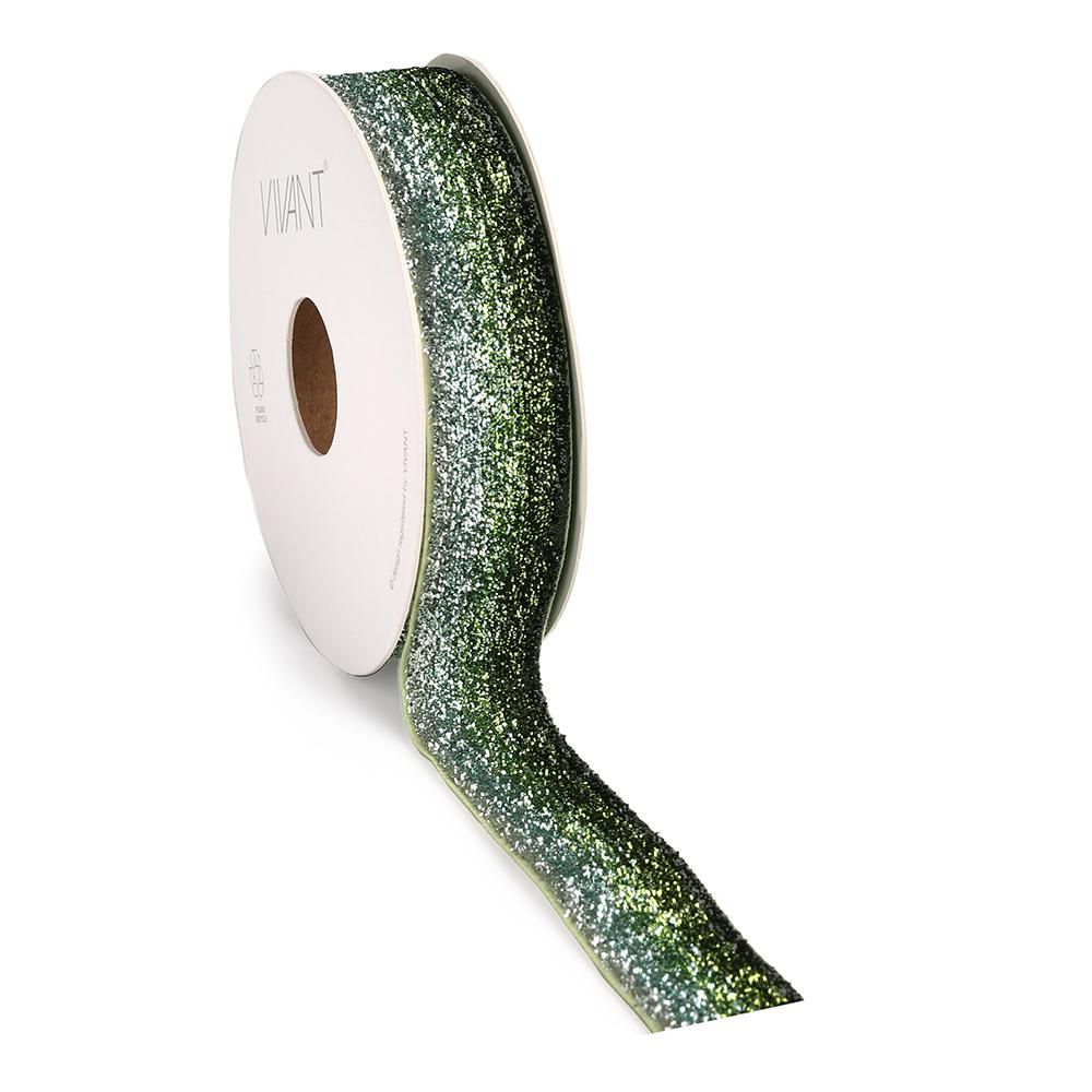 NASTRO TESSUTO 25MM 5MT-GRADINTE- VERDE/ARGENTO