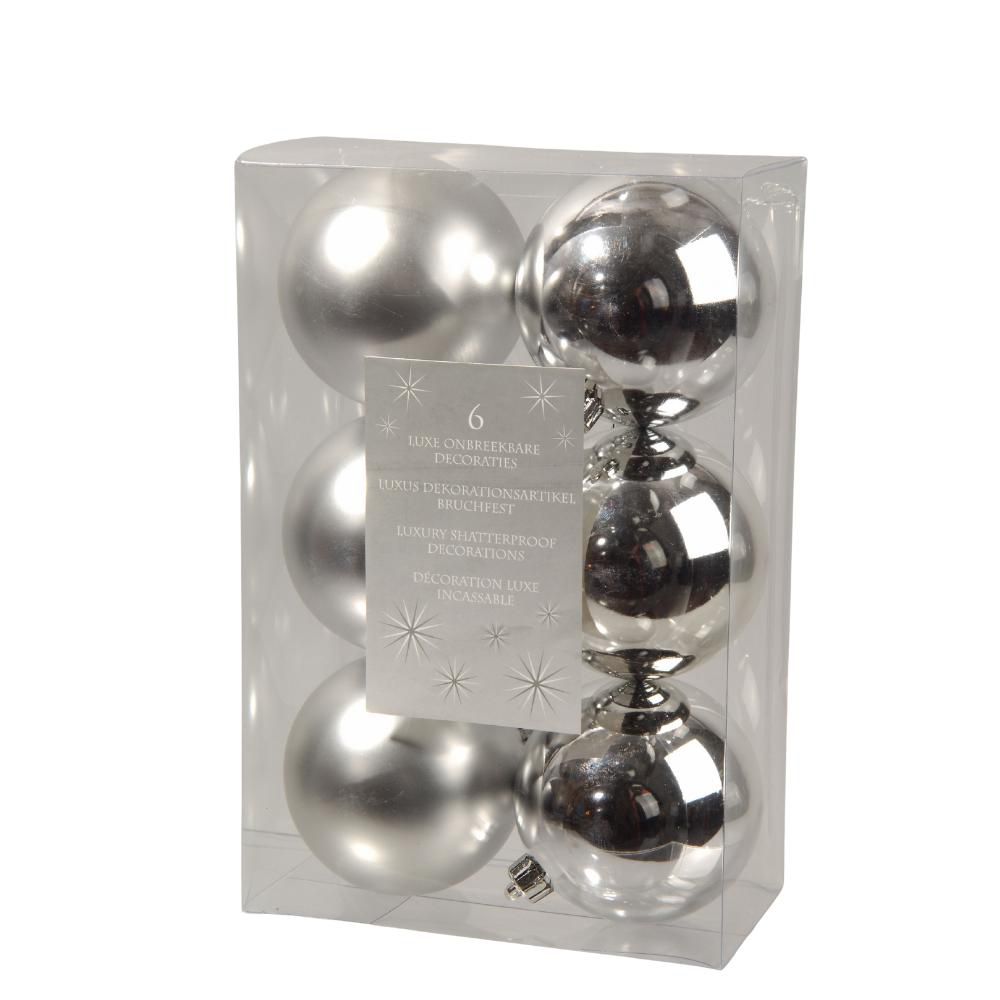 SET 6 SFERE MM.80 ASS. LUCIDO/SATINATO ARGENTO
