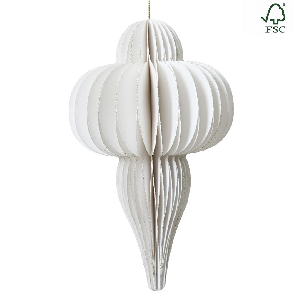 ORNAMENTO CARTA D/APP. D.24 CM H.40 CM BIANCO