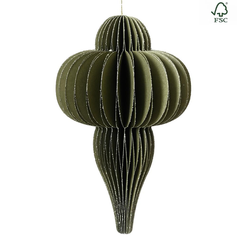 ORNAMENTO CARTA D/APP. D.24 CM H.40 CM VERDE