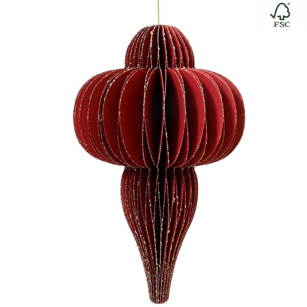 ORNAMENTO CARTA D/APP. D.24 CM H.40 CM ROSSO