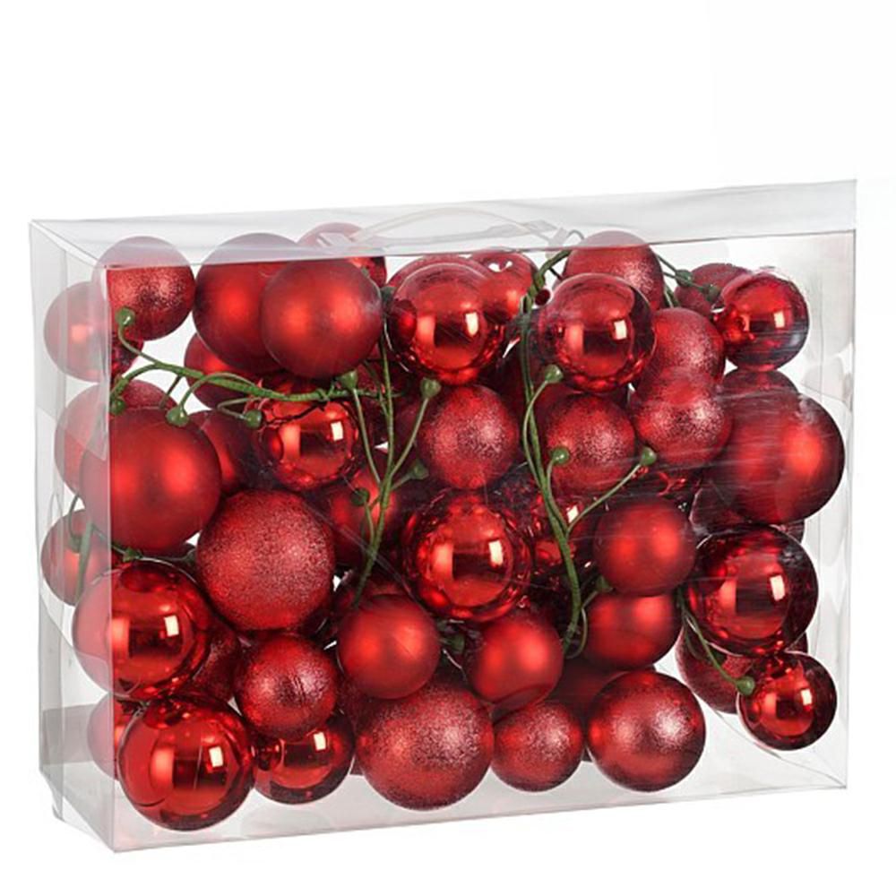 GHIRLANDA SFERE POLY H.180 CM LUCIDO/SATINATO ROSSO