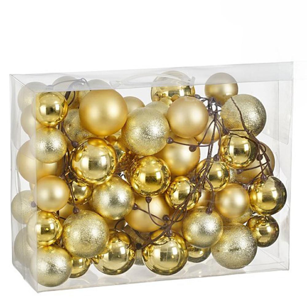 GHIRLANDA SFERE POLY H.180 CM LUCIDO/SATINATO ORO