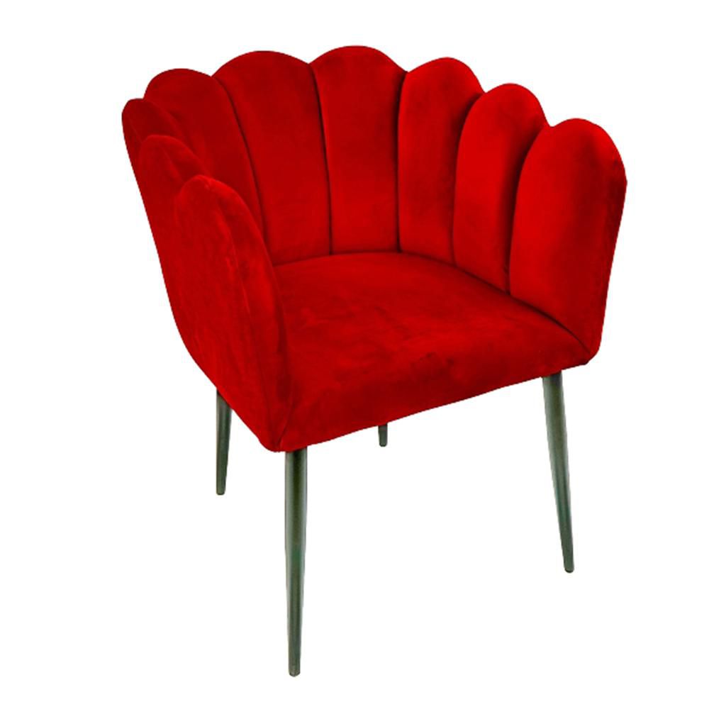 POLTRONA VELLUTO/ACCIAIO 63,5X66X78 CM -MARLENE- ROSSO