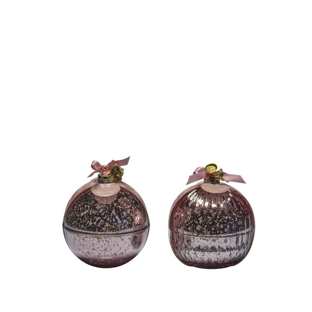 CANDELA IN SFERA VETRO ANTICATA D.13 CM H.13,5 CM ROSA CANDELA IN SFERA VETRO ANTICATA D.13 CM H.13,5 CM ROSA