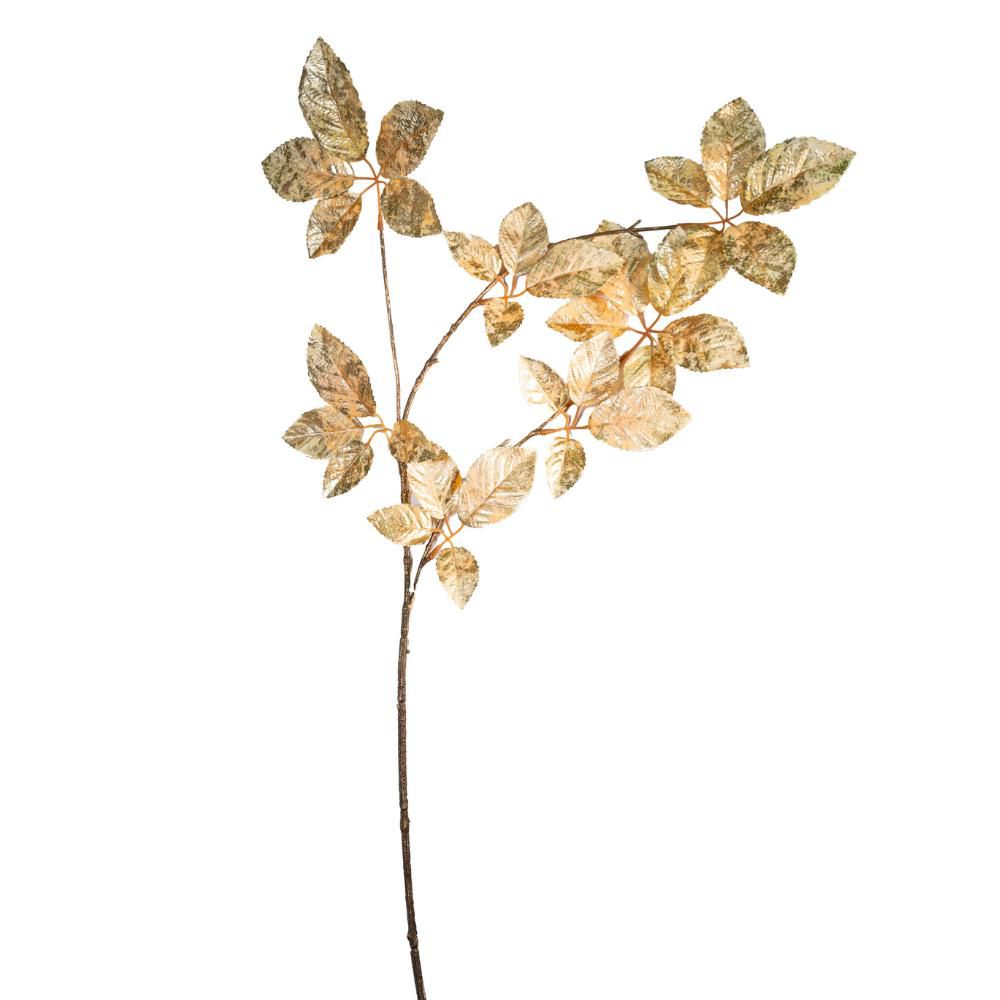 FOGLIE DI ROSE SPRAY RAMO 3X CM.90 ORO