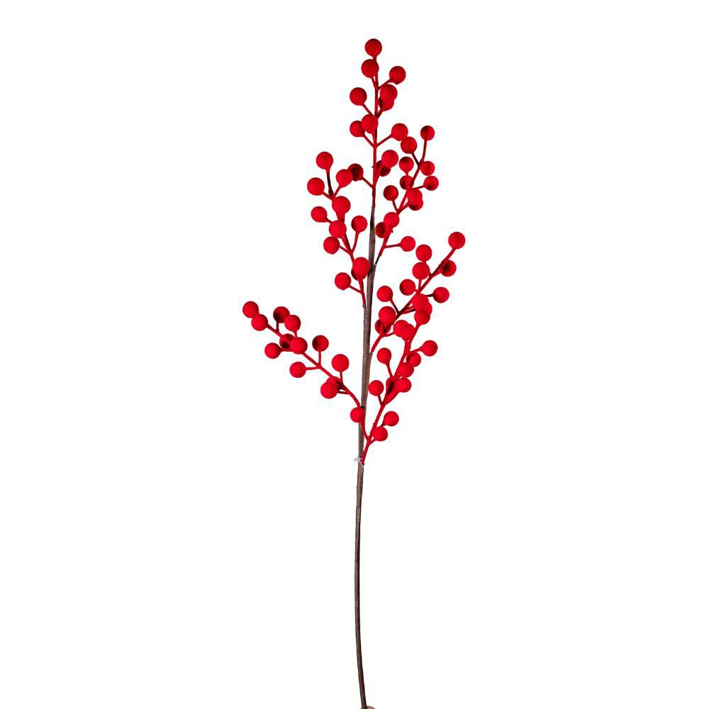 BACCHE ILEX RAMO FLOCCATO CM.60 ROSSO