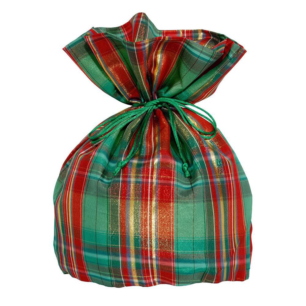 SET 6 SACCHETTI SCOZZESI POLY PORTAPANETTONE 23X23X35 CM VERDE