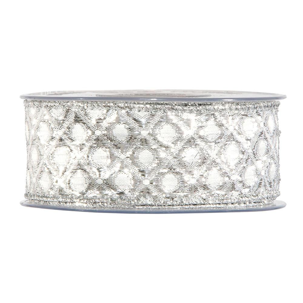 NASTRO LUREX C/BORDO ANIMATO -ALABASTER- 4CM 10MT ARGENTO