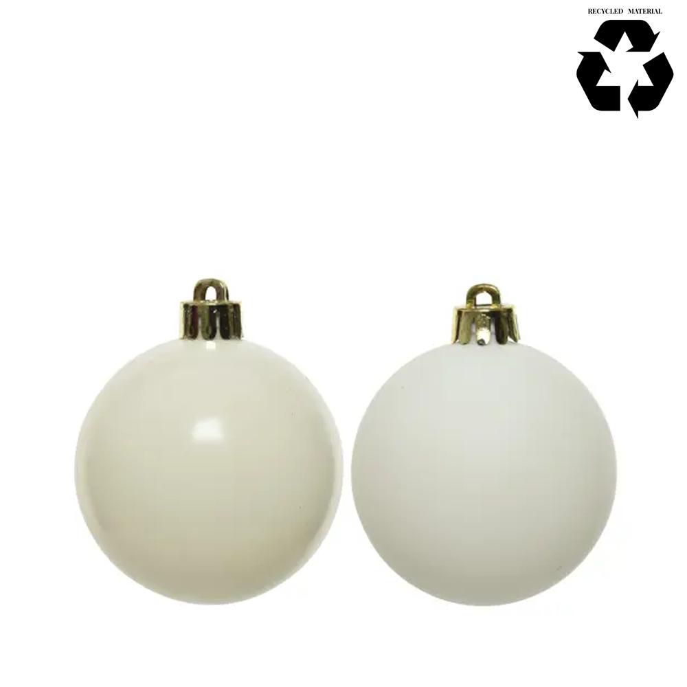 SET 4 SFERE POLY MM.100ASS. LUCIDO/SATINATO BIANCO LANA