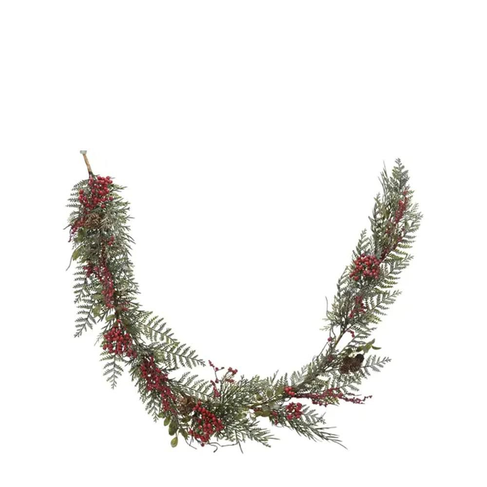 FESTONE CIPRESSO C/BACCHE H.180 CM VERDE/ROSSO