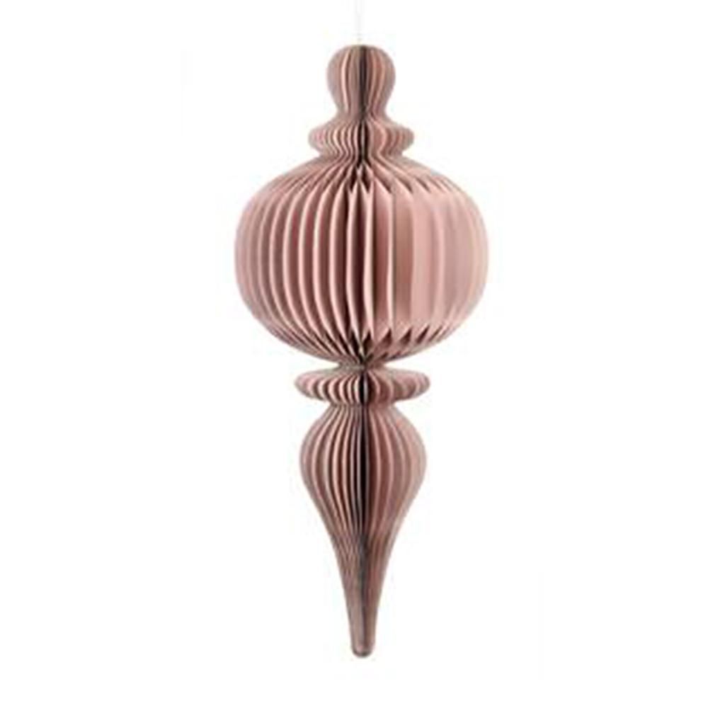 DECORO D’APPENDERE CARTA C/GLITTER D.32 CM H.77 CM ROSA CHIARO