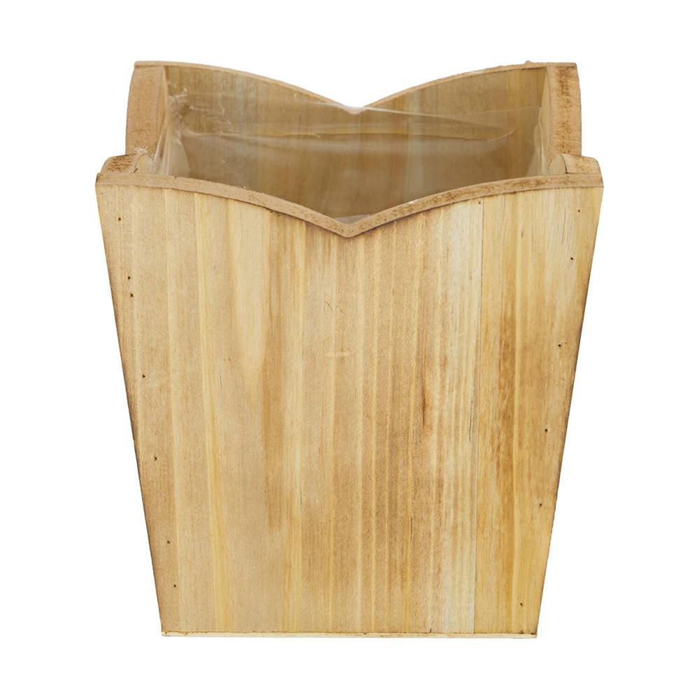 VASO QUADRATO LEGNO C/PLASTICA INTERNA D.12 CM H.12 CM NATURALE