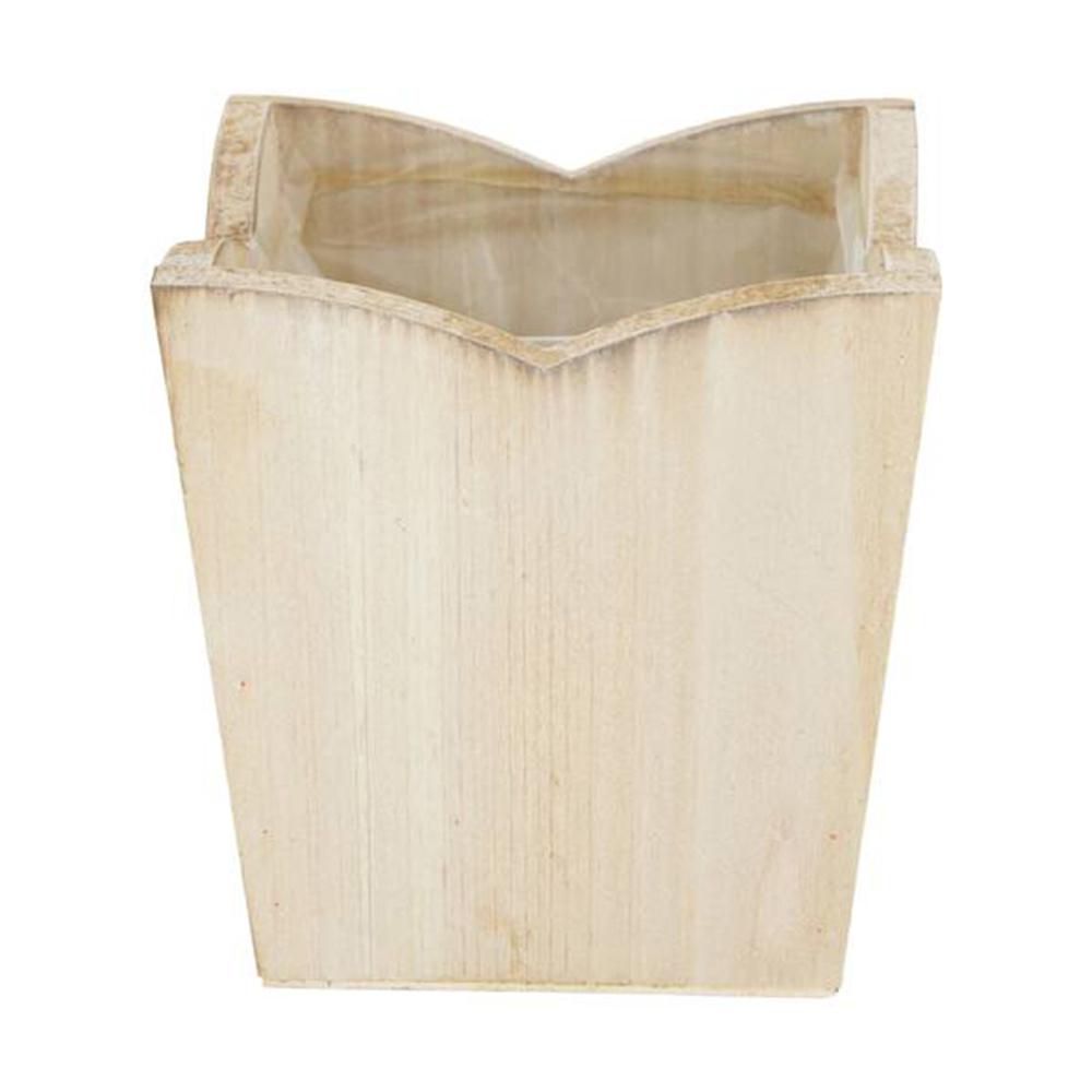 VASO QUADRATO LEGNO C/PLASTICA INTERNA D.12 CM H.12 CM BIANCO